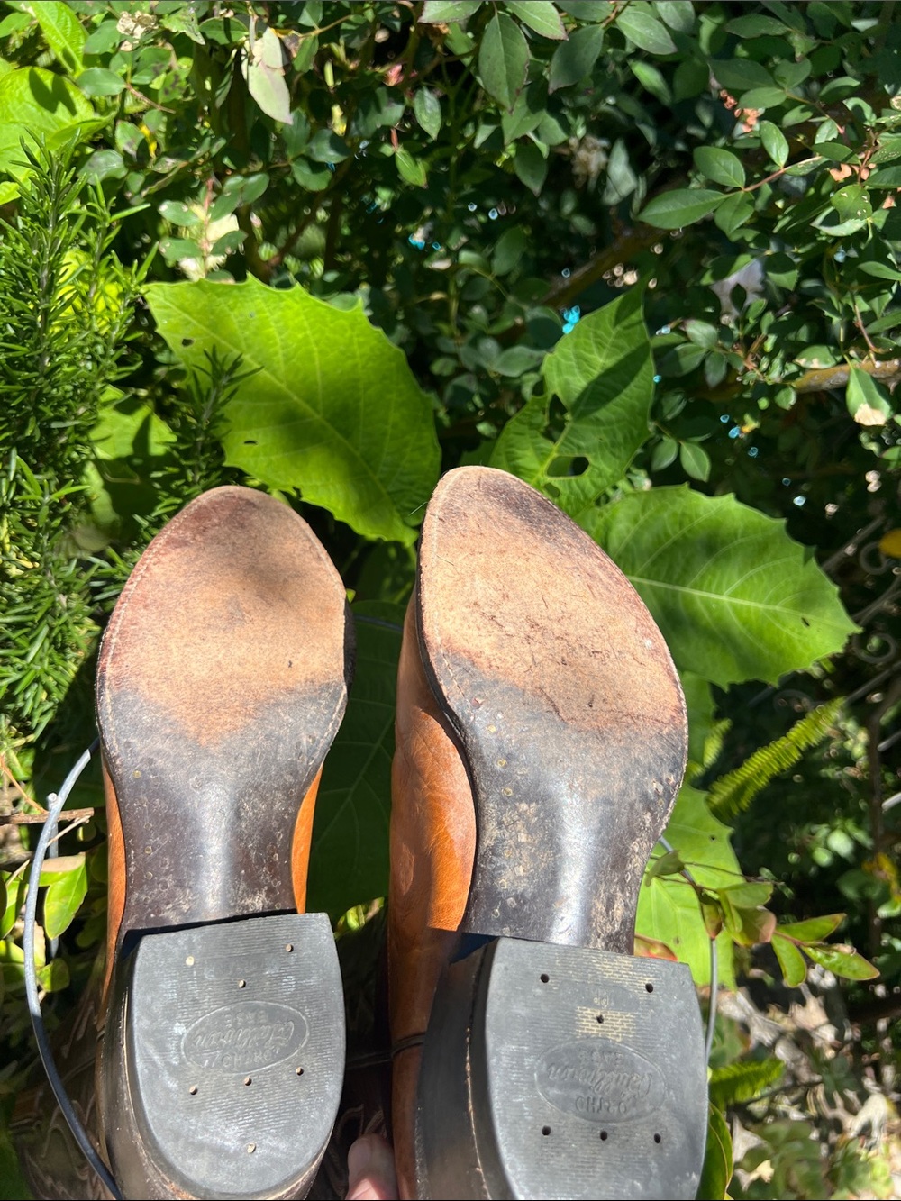 Vintage! Hondo men’s Tan & Dark Brown Western Cowboy Boots full grain leather - Picture 9 of 14